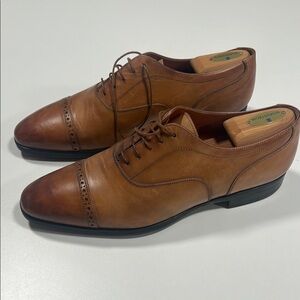 Santoni Brown Leather Men's Dress Shoes